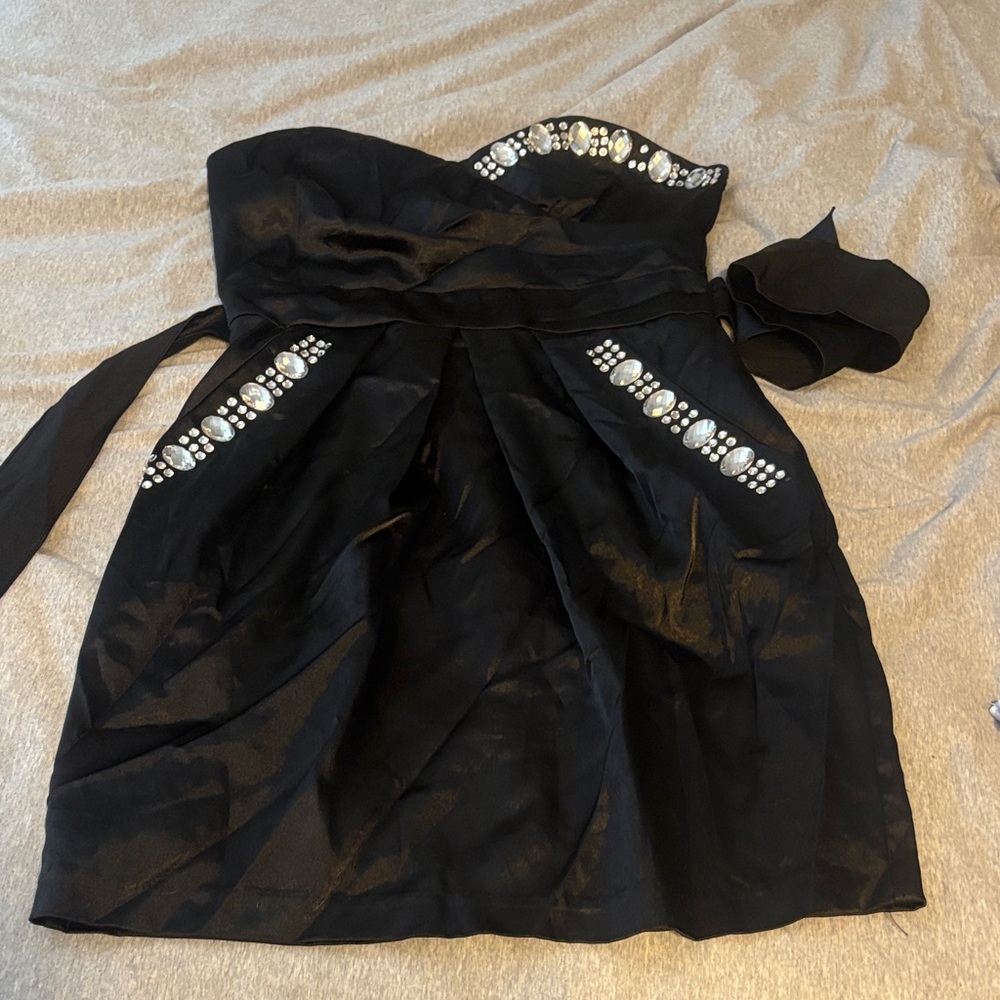 Taboo Black Strapless Dress with Silver Accents